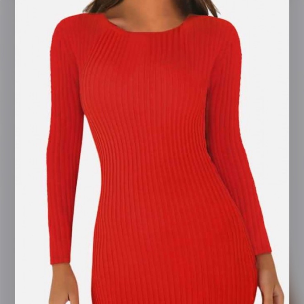 Red sweater dress